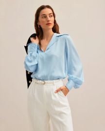 Lilysilk Cervina Blouse in Light Blue at LilySilk