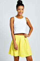 Lime box pleated skirt at Boohoo