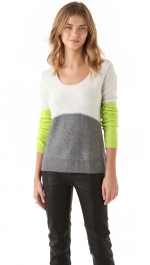 Lime color block sweater at Shopbop