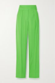 Lime green Pleated wool tapered pants CHRISTOPHER JOHN ROGERS NET-A-PORTER at Net a Porter