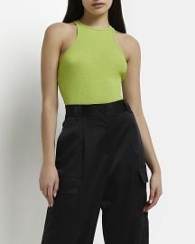 Lime racer vest top River Island at River Island