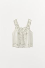 Limited Edition Embroidered Lace Strappy Top at Zara