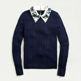  Limited-edition ribbed Tippi sweater with embellished collar by J. Crew at J Crew