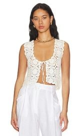 Line Dot Mae Crochet Tie Top In Ivory at Revolve