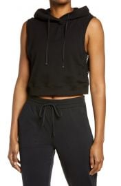 Linear Mesh Sleeveless Crop Hoodie at Nordstrom