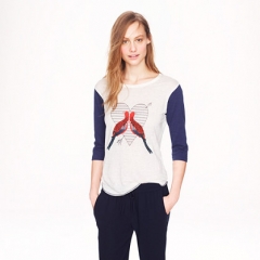 Linen Baseball Tee in Lovebirds at J. Crew