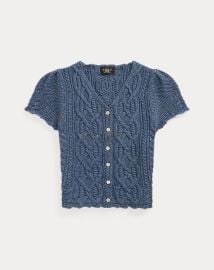 Linen-Blend Cable-Knit Top at Ralph Lauren