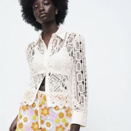 Linen Blend Crochet Shirt at Zara