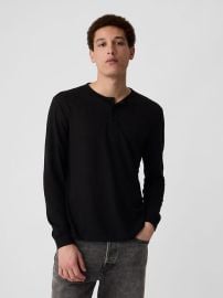 Linen-Blend Henley T-Shirt at Gap