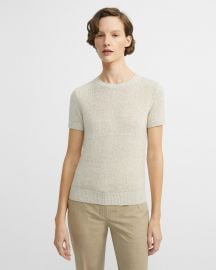 Linen-Cashmere Basic Tee at Theory