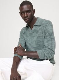 Linen-Cotton Slub Sweater Polo at Banana Republic