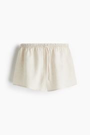Linen Drawstring Shorts - Light beige melange - Ladies HampM US at H&M