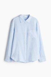 Linen Shirt in Light Blue at H&M