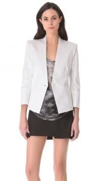 WornOnTV: Sarah’s light grey blazer and black and white circle print ...