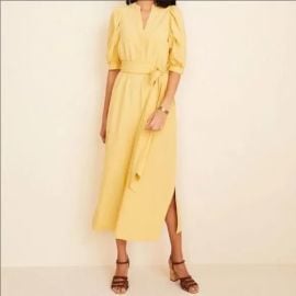 Linen Tie Waist Midi Dress at Ann Taylor