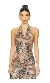 Lioness Banks Halter Top In Chocolate Animal at Revolve
