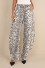 Lioness Horseshoe Beige Faded Leopard Print - Wide Barrel Jeans - Lulus at Lulus