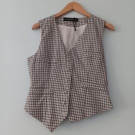 Lioness Jackets amp Coats Lioness Brown And White Sleeveless Fitted Blazer Poshmark at Poshmark