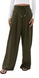 Lioness Slouched Tie Up Pants Army Green M at Shopbop