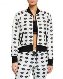 Lip-Print Cropped Track Jacket by Pam & Gela at Neiman Marcus