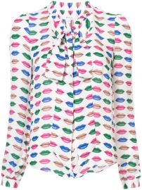 Lips Print Blouse by Milly at Farfetch