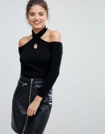 Lipsy Cold Shoulder Sweater at asos com at Asos