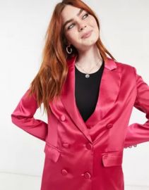 Liquorish coordinating double breasted blazer in pink at Asos