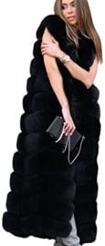 Lisa Colly Winter Super Long Fur Vest Women Luxury Faux Fox Fur Vest Furry Woman Fake Fur Coat Jacket Outwear at  Women39s Coats Shop at Amazon