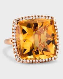 Lisa Nik 18K Rose Gold Citrine Statement Ring with Diamonds Size 6 at Neiman Marcus