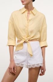 Lisa Tie Front Linen Button-Up Top at Nordstrom