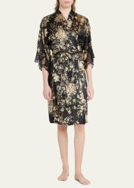 Lise Charmel Floral-Print Lace-Trim Robe - at Bergdorf Goodman