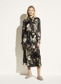 Lisianthus Tie Front Satin Shirt Dress at Vince