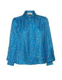 Lisou Eliza Blue Polka Dot Silk Twill Shirt at Lisou