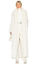 Lita By Ciara Floor Length Faux Fur Coat In White at Revolve