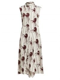 Little Horses-Print Panelled Cady Midi Dress by Chloe at Matches