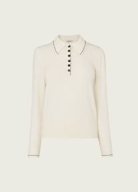 Liv Cream Cotton-Merino Wool Collared Jumper  Clothing  LKBennett at LK Bennett