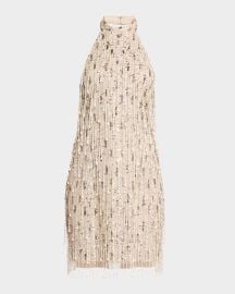Liv Foster Bead amp Sequin Fringe Halter Mini Dress at Neiman Marcus