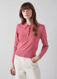 Liv Pink Cotton-Merino Wool Collared Jumper The Outlet Sale LKBennett London at LK Bennett