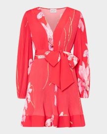 Liv Pleated Floral-Print Mini Dress at Neiman Marcus