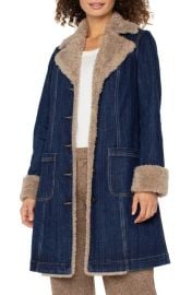 Liverpool Los Angeles Faux Shearling Trim Denim Coat at Nordstrom