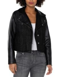 Liverpool Los Angeles Mixed Media Moto Jacket Bloomingdales at Bloomingdales