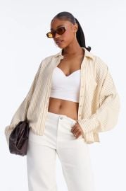 Living Life In Stripes Oversized Shirt at Fashion Nova