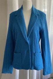 Liz Claiborne Medium 100 Wool Sweater Blazer Royal Blue Classic Casual Career eBay at eBay