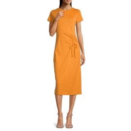 Liz Claiborne Short Sleeve Midi T Shirt Dress in Tangerine Poppy at JC Penney