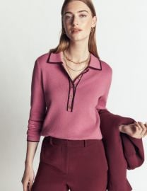 Liz Henley Sweater - Pink Heather Boden USA at Boden