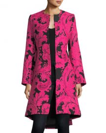 Liza Bell-Sleeve Paisley Embroidered Midi Coat at Bergdorf Goodman