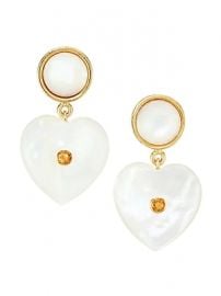 Lizzie Fortunato - Forevermore Goldplated  Mother-Of-Pearl  amp  Tourmaline Stud Earrings at Saks Fifth Avenue