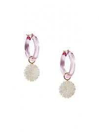 Lizzie Fortunato - Spritz Mother-Of-Pearl  amp  Acrylic Hoop Daisy Charm Earrings at Saks Fifth Avenue