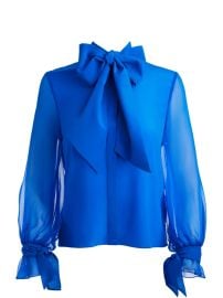 Lloyd Tie Neck Top In Sapphire Alice And Olivia at Alice + Olivia