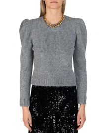 Locken Puff-Sleeve Crewneck Sweater at Neiman Marcus